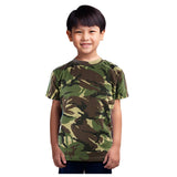 Child wearing a camouflage British DPM Military style t-shirt.