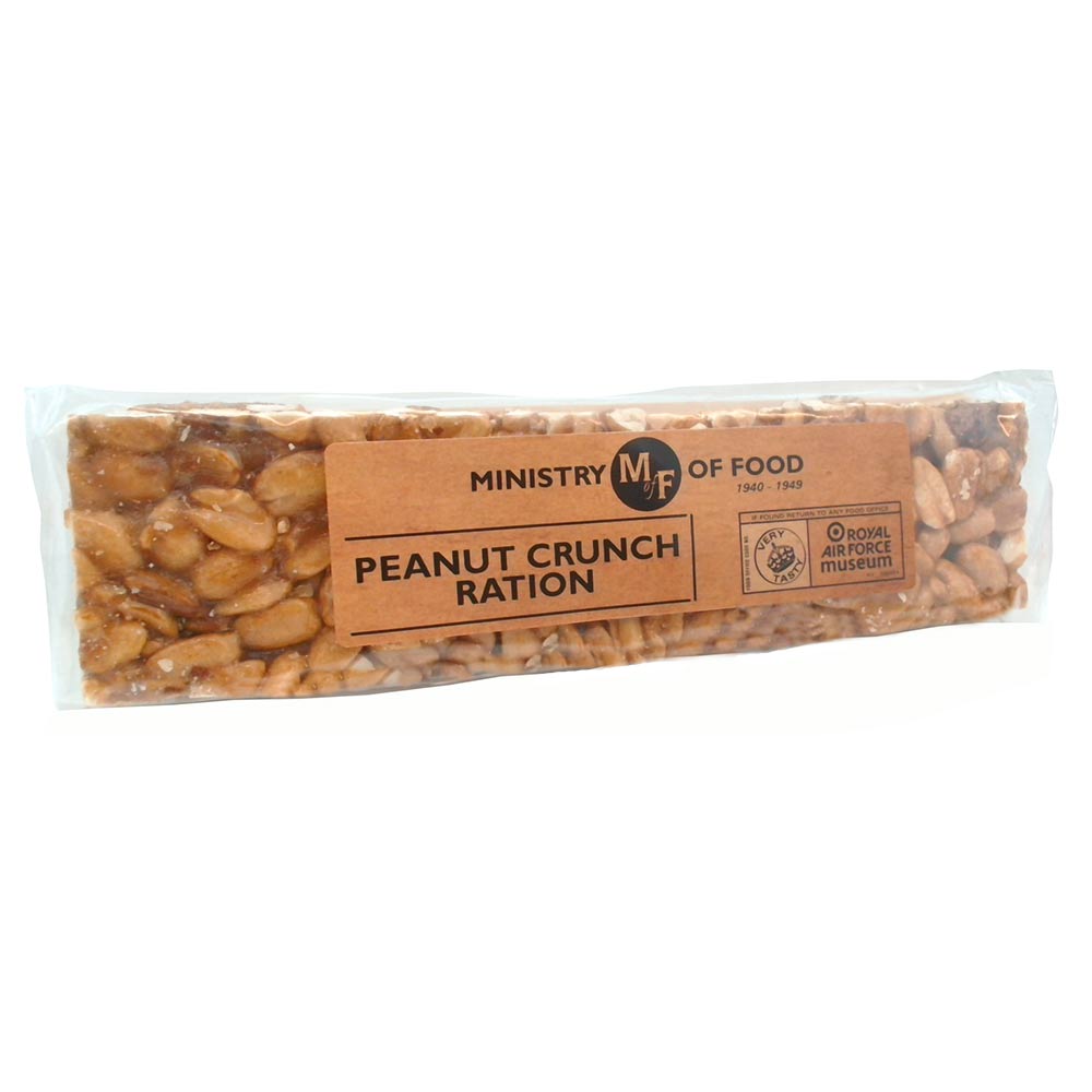Peanut crunch ration package with 'Ministry of Food' branding.