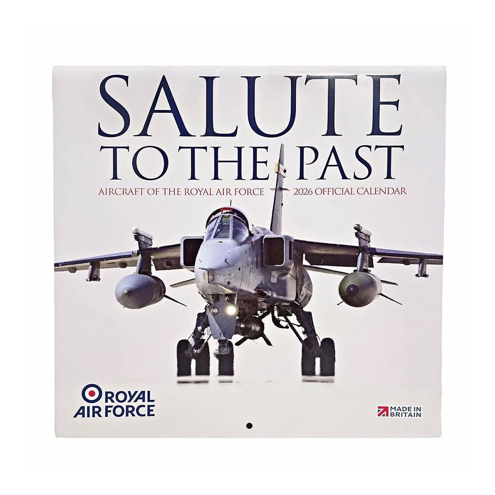 Calendar cover featuring a Royal Air Force aircraft with text 'Salute to the Past' and '2026 Official Calendar'.