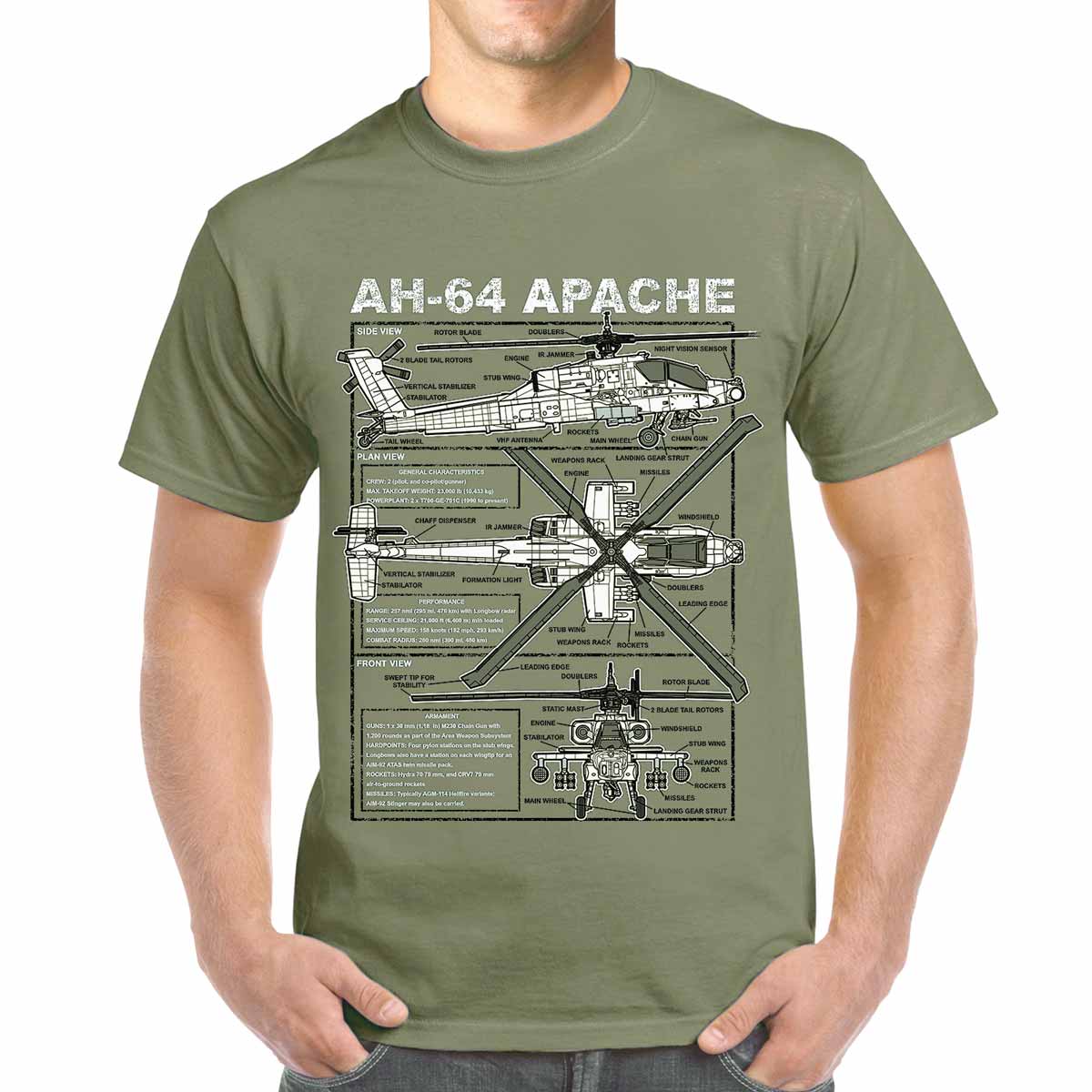 AH-64 Apache Plan T-Shirt