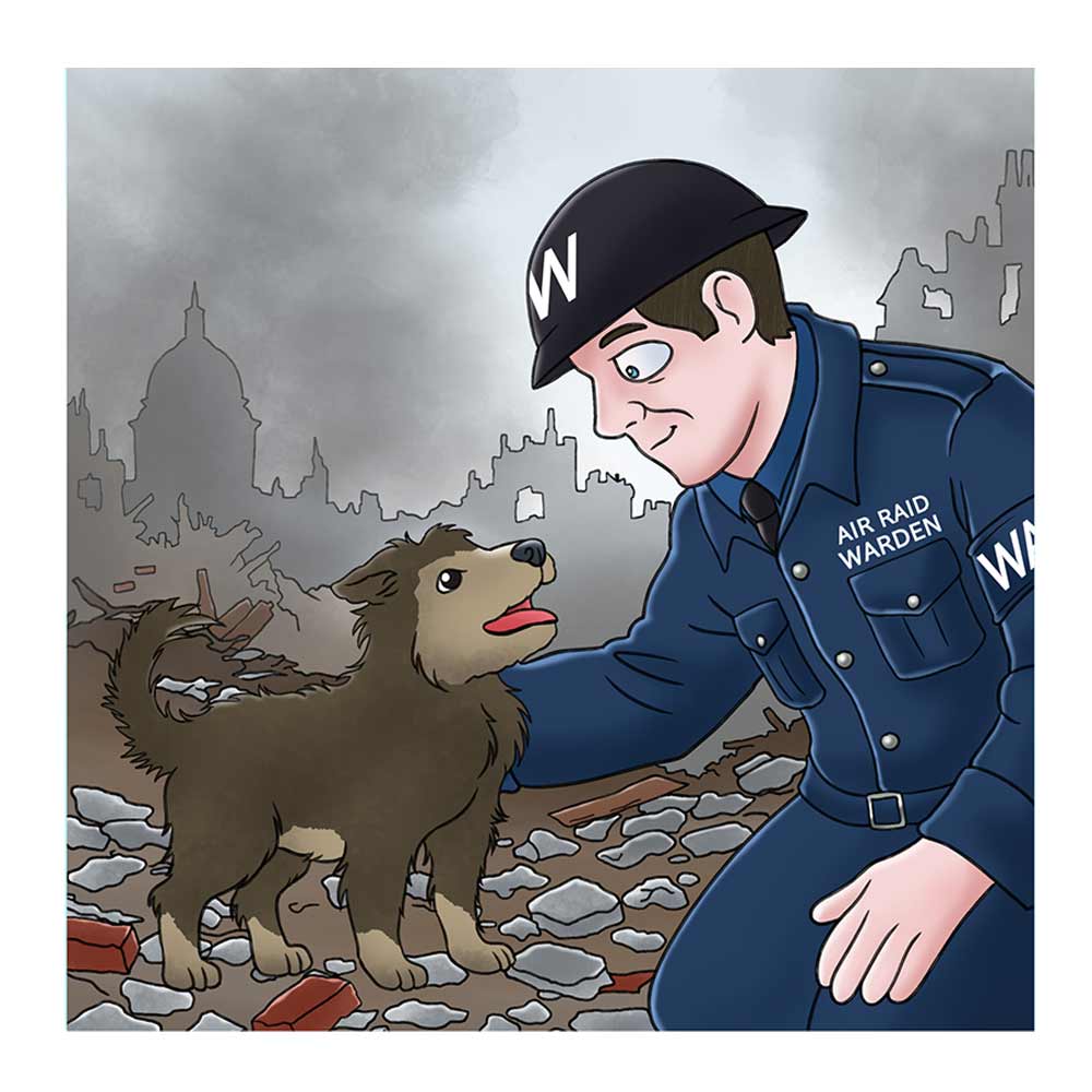 Animals with Awards in world war two, this book depicts an image of a hero dog with is policeman handler.
