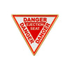 Iconic Danger Ejection Seat Triangle pin badge.