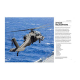 Depicting a helicopter soaring above the ocean, with waves and sunlight reflecting below.