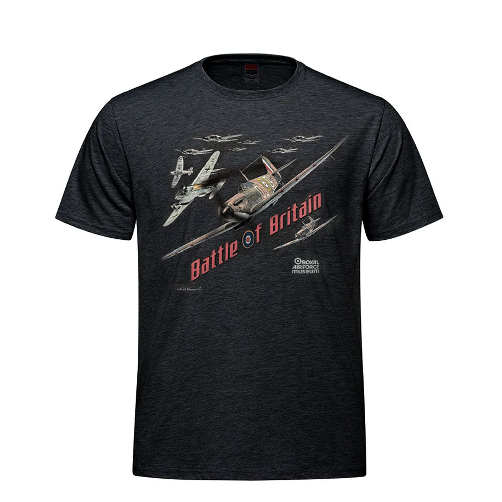 Black t-shirt with 'Battle of Britain' design featuring fighter planes.