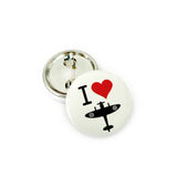 25mm Button badge with 'I ❤️' 
Spitfire design.