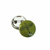 25mm olive green colour button badge featuring Spitfire Tech design.
