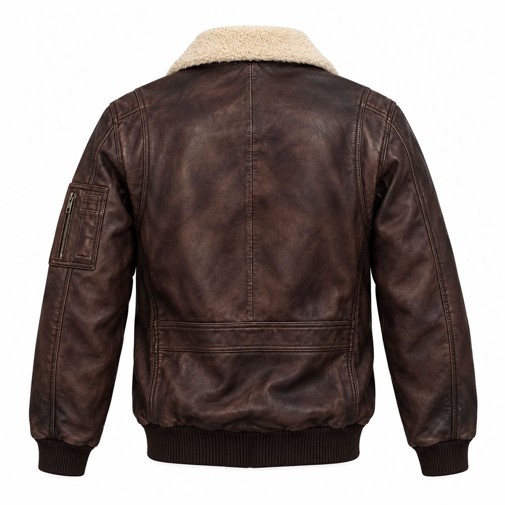 RAF Wings Leather Flying Jacket - Brown