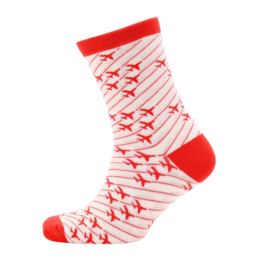 Red Arrows design print all over with stripes on white socks.