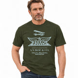 Khaki T-shirt featuring a vintage-style Avro Aircraft design.
