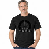 Black T-shirt featuring a TSR2 strike and reconnaissance aircraft design.