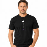 Black T-shirt featuring a front motif print of Eurofighter Typhoon FGR.4 ZJ913 “Moggy”.