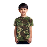 Child wearing a camouflage British DPM Military style t-shirt. 