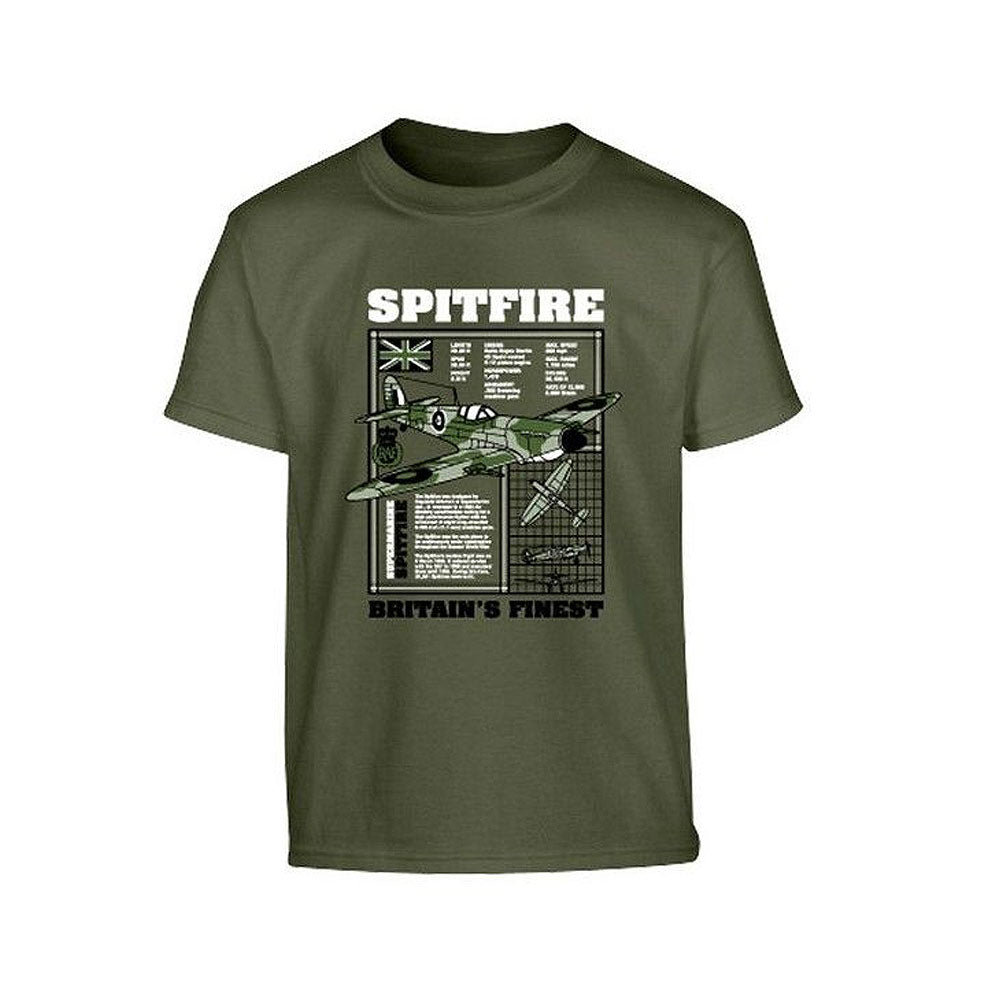 Kids Spitfire motif design in military green colour.