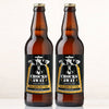 Two bottles of Chocks Away Golden Bitter Beer, featuring a Spitfire design.