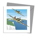 Hurricane Flying over White Cliffs Greetings Card