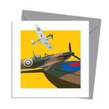 Spitfire MKI on Yellow Background Greetings Card