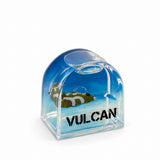 Acrylic liquid motion magnet depicting the Vulcan aircraft floating in an arch shape tower with flat base.