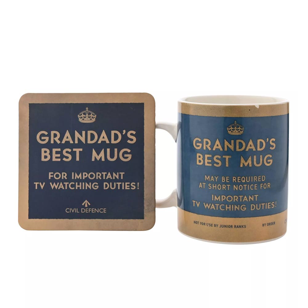 Civil Defence Grandad Best Mug And Coaster Set