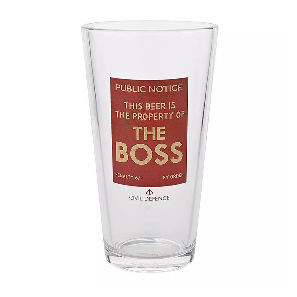 Civil Defence The Boss Pint Glass