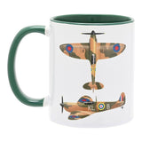 A classic green handle and interior contrast with the white exterior, showcasing the Spitfire artwork in striking detail.