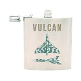 RAF official licence silver coloured Vulcan aircraft hip flask. 6oz capacity.