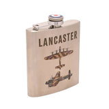 RAF Silver coloured official licence Lancaster aircraft design hipflask. 6oz capacity.