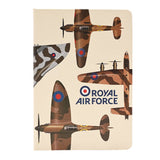 A5 line notebook featuring Spitfire, Lancaster, Vulcan and Hurricane on the front cover.