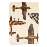 A5 line notebook back cover featuring Spitfire, Lancaster, Vulcan and Hurricane.