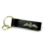Premium leather keyring with RAF Wings metal badge, exclusive to the Royal Air Force, comes gift boxed.