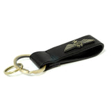 RAF Wings Leather Metal Badge Keyring
