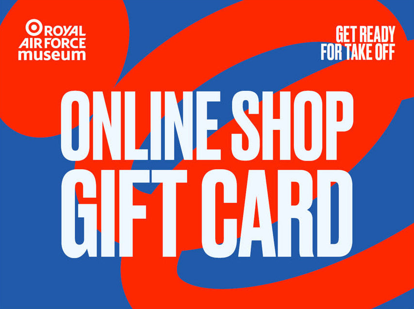 Gift card for the Royal Air Force Museum with red and blue design