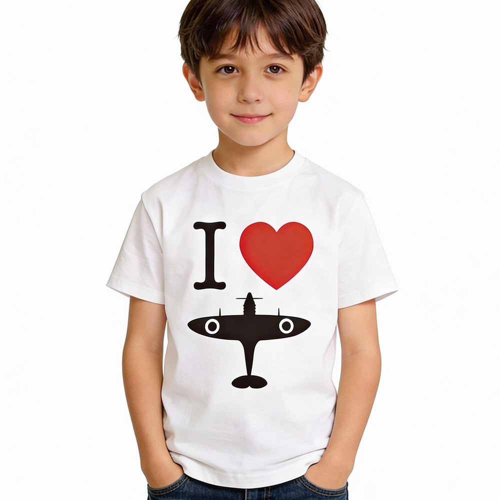 100% cotton unisex T-shirt with an “I Love Spitfire” design, exclusive to the Royal Air Force Museum.