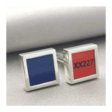 Red Arrows Hawk T.1A XX227 red and blue cufflinks with aircraft number XX227 engraved on the red cufflink. Sterling Silver.