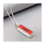 Red Arrows Hawk rectangle pendant engrave with serial number XX227 crafted from original section of the aircraft's rudder. On 18" Silver chain.