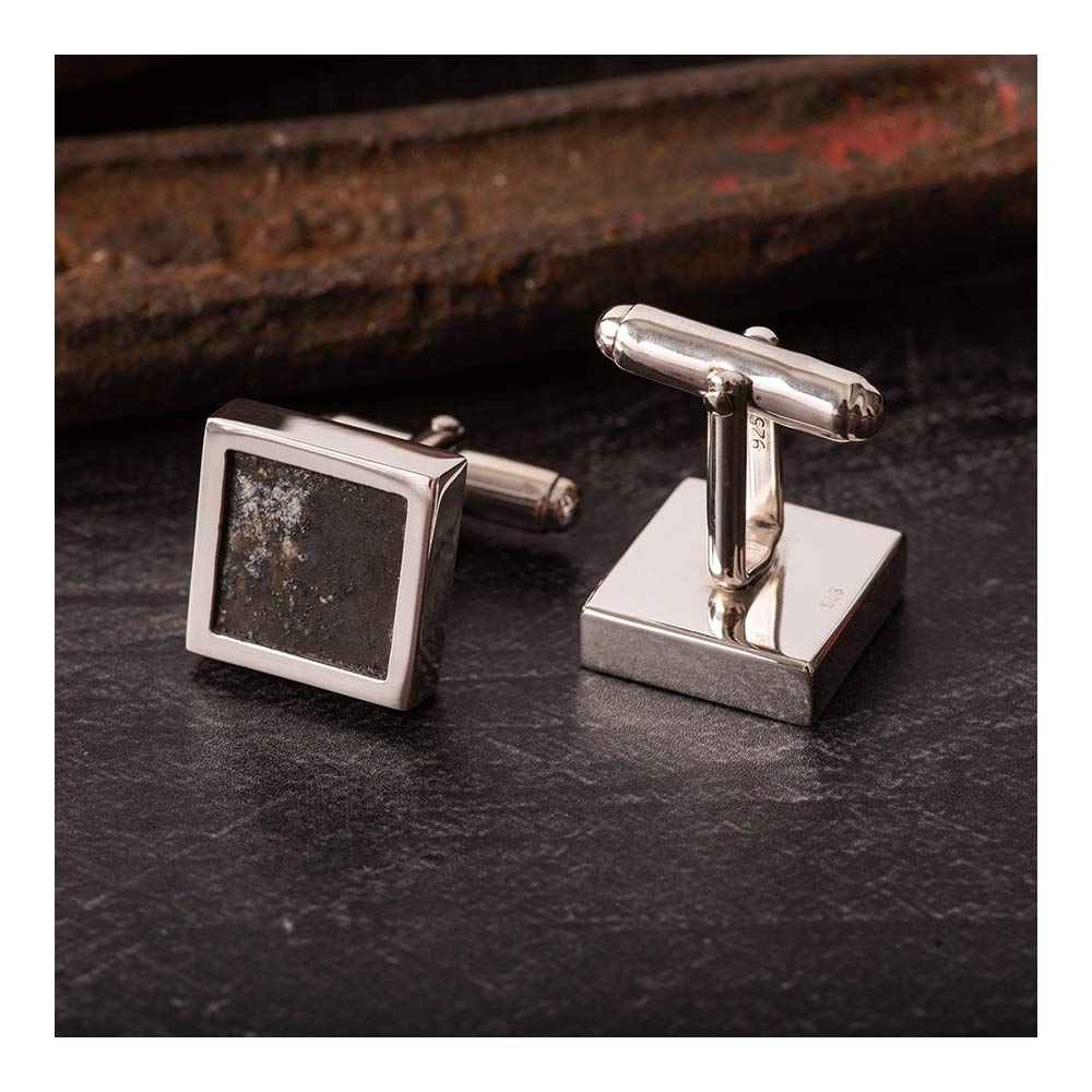 Spitfire Square shape cufflinks set in 925 sterling silver and hand made from real Duralumin that was salvaged from Spitfire MK IX MJ170.