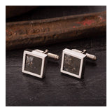 Spitfire Square shape cufflinks set in 925 sterling silver and hand made from real Duralumin that was salvaged from Spitfire MK IX MJ170.