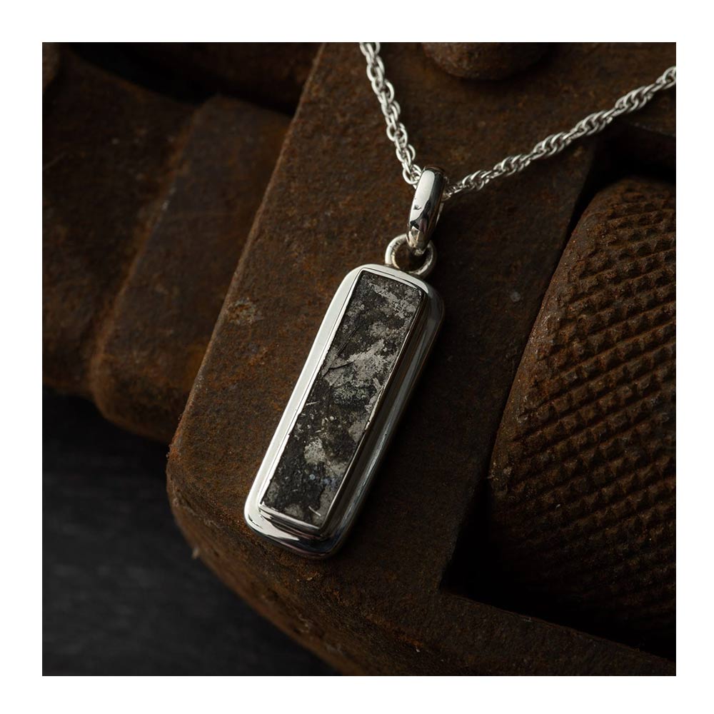 Spitfire pendant Rectangle shape handmade from genuine reclaimed Spitfire aluminum, set in polished 925 sterling silver on a 18" silver chain.