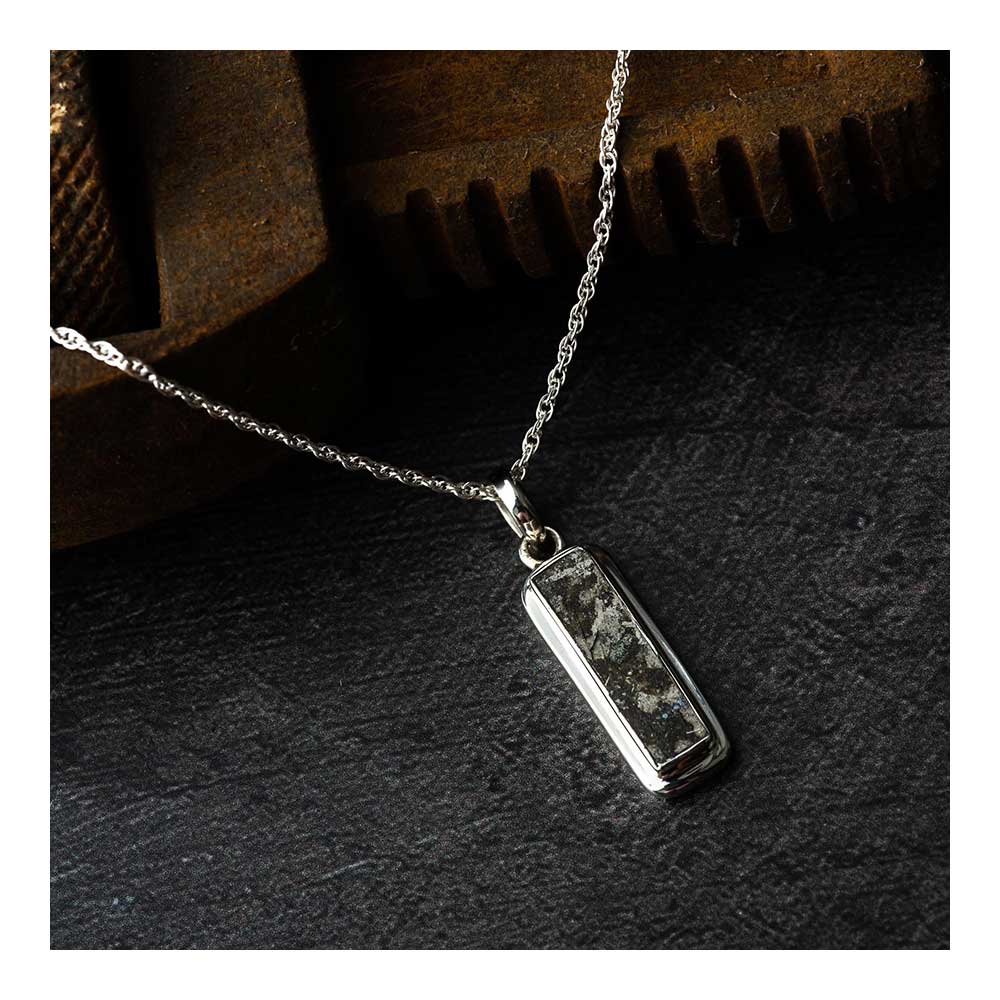 Spitfire pendant Rectangle shape handmade from genuine reclaimed Spitfire aluminum, set in polished 925 sterling silver on a 18" silver chain.