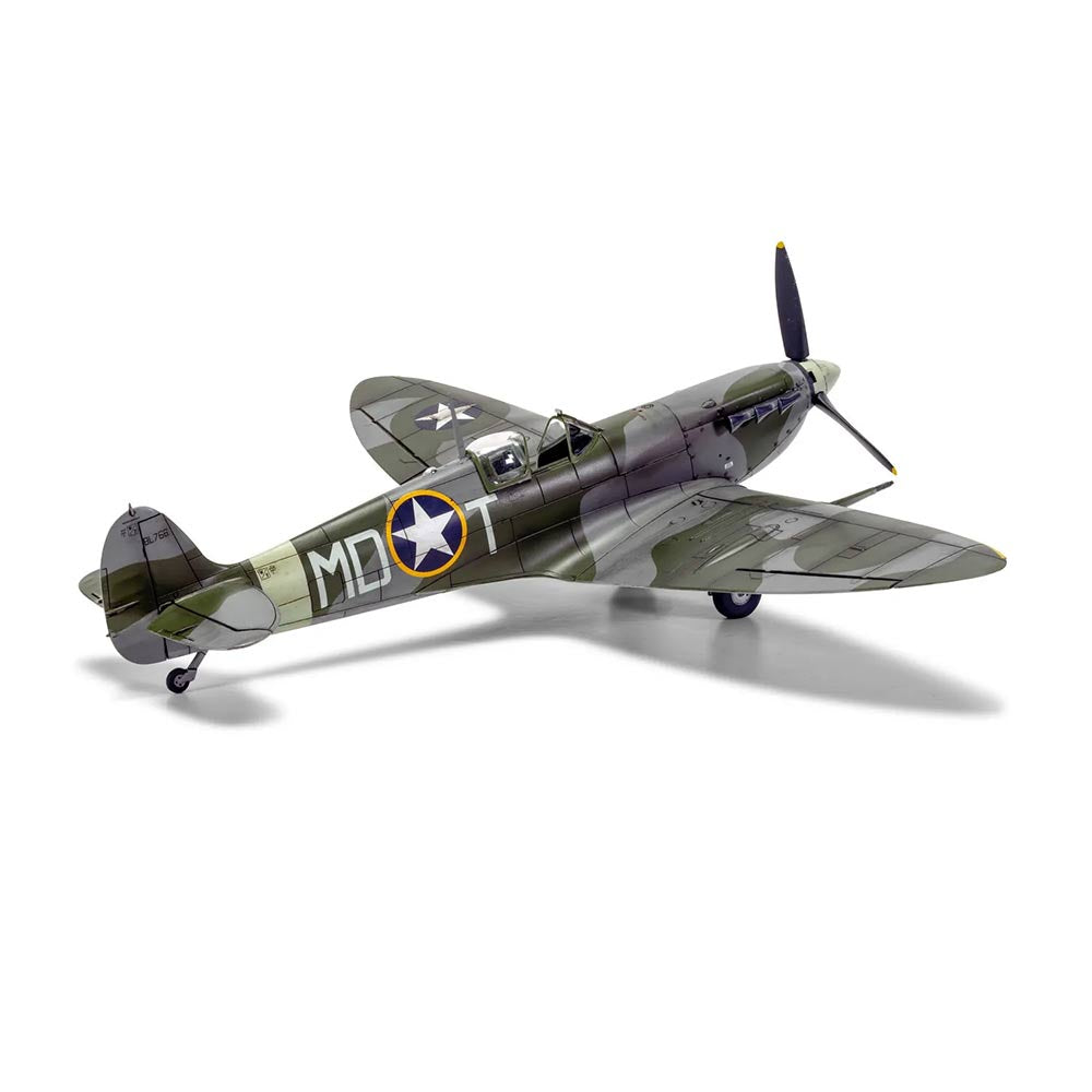 Model airplane "Supermarine Spitfire Mk. Vb" showcasing its iconic design and historical significance. Scale 1:48.