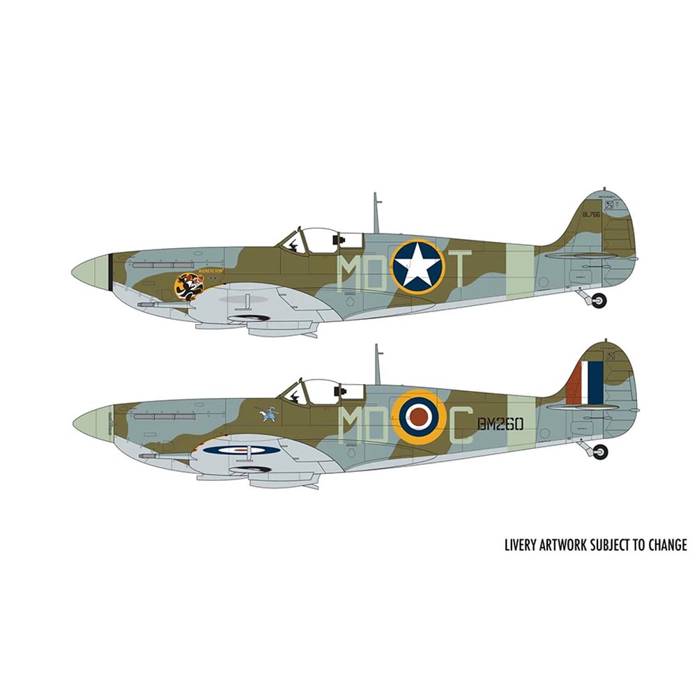 Supermarine Spitfire Mk. Vb showcasing its iconic design schemes. Scale 1:48.
