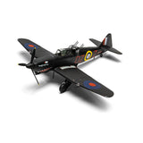 A Airfix model airplane displaying Bouton Paul Defiant MK II, showcasing its detailed design. 1:48 scale model.