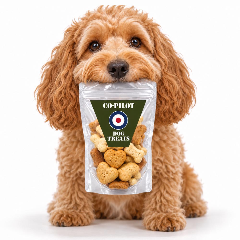 A resealable pouch contains a mix of bone-shaped dog treats, ready for walks, training or a little treat at home.