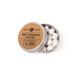 Ration Mint Imperials in crisp, hard-shelled mints, packed in round travel mini tin.