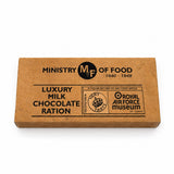 Indulgent milk chocolate bar presented in gift packaging inspired by the ration books of Second World War.