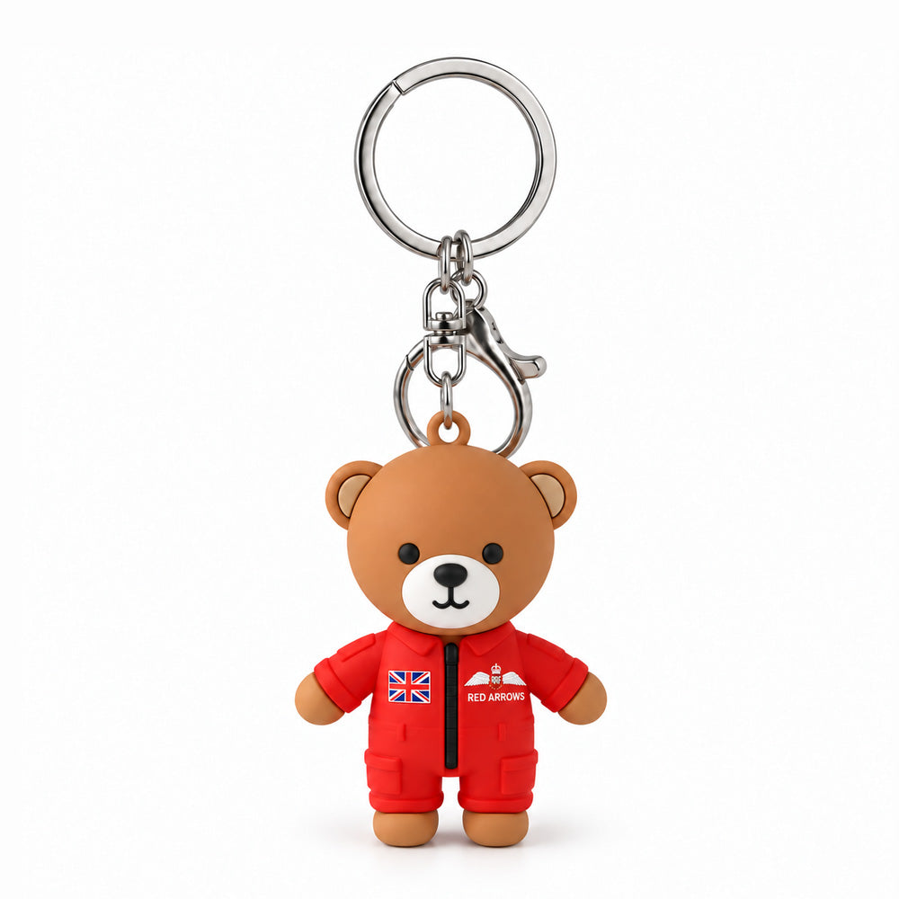 3D PVC bear keyring wears a Red Arrows flying suit with the RAF Museum logo on the back.