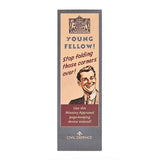 Civil Defence grey outline Bookmark with slogan text Young Fellow! Stop folding those corners over!