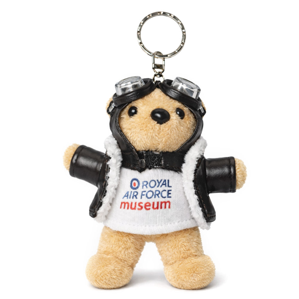 RAF Museum Pilot Bear Keyring. Comes complete with branded T-shirt, jacket, helmet and goggles.