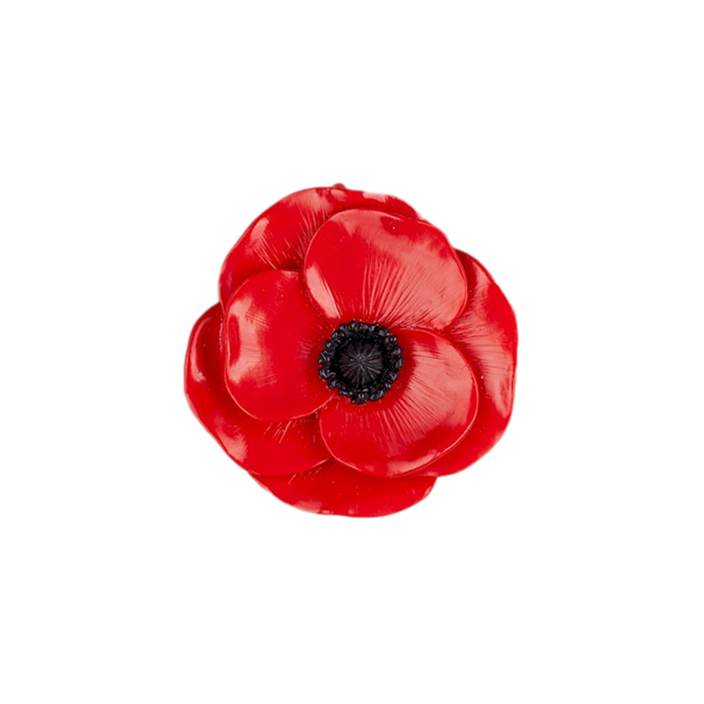 Hand-painted resin poppy magnet with information card.