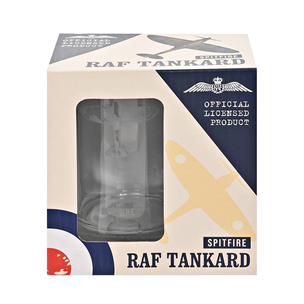 RAF Spitfire Etched Glass Tankard