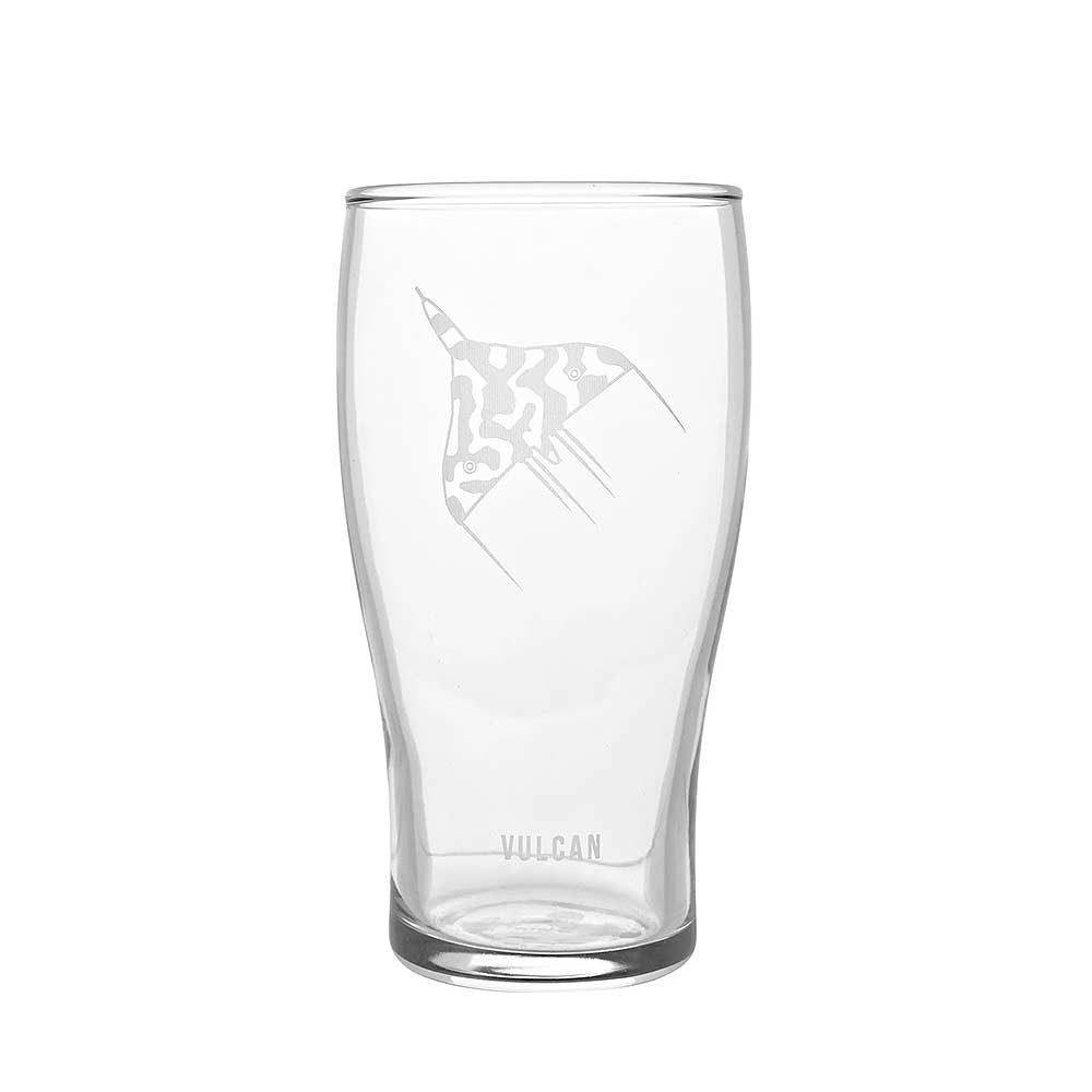 RAF official license Vulcan etched on pint glass.